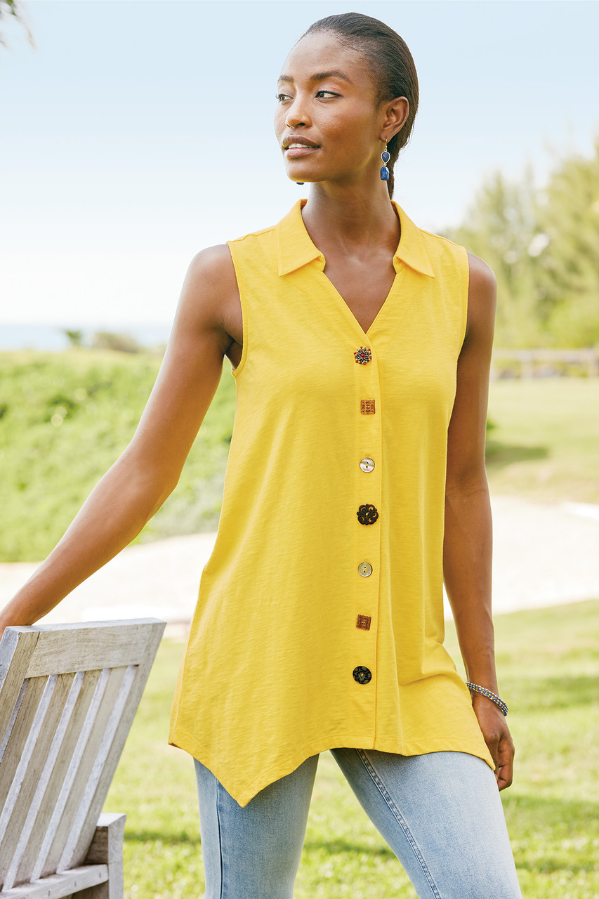 Danielle Button Sleeveless Tunic