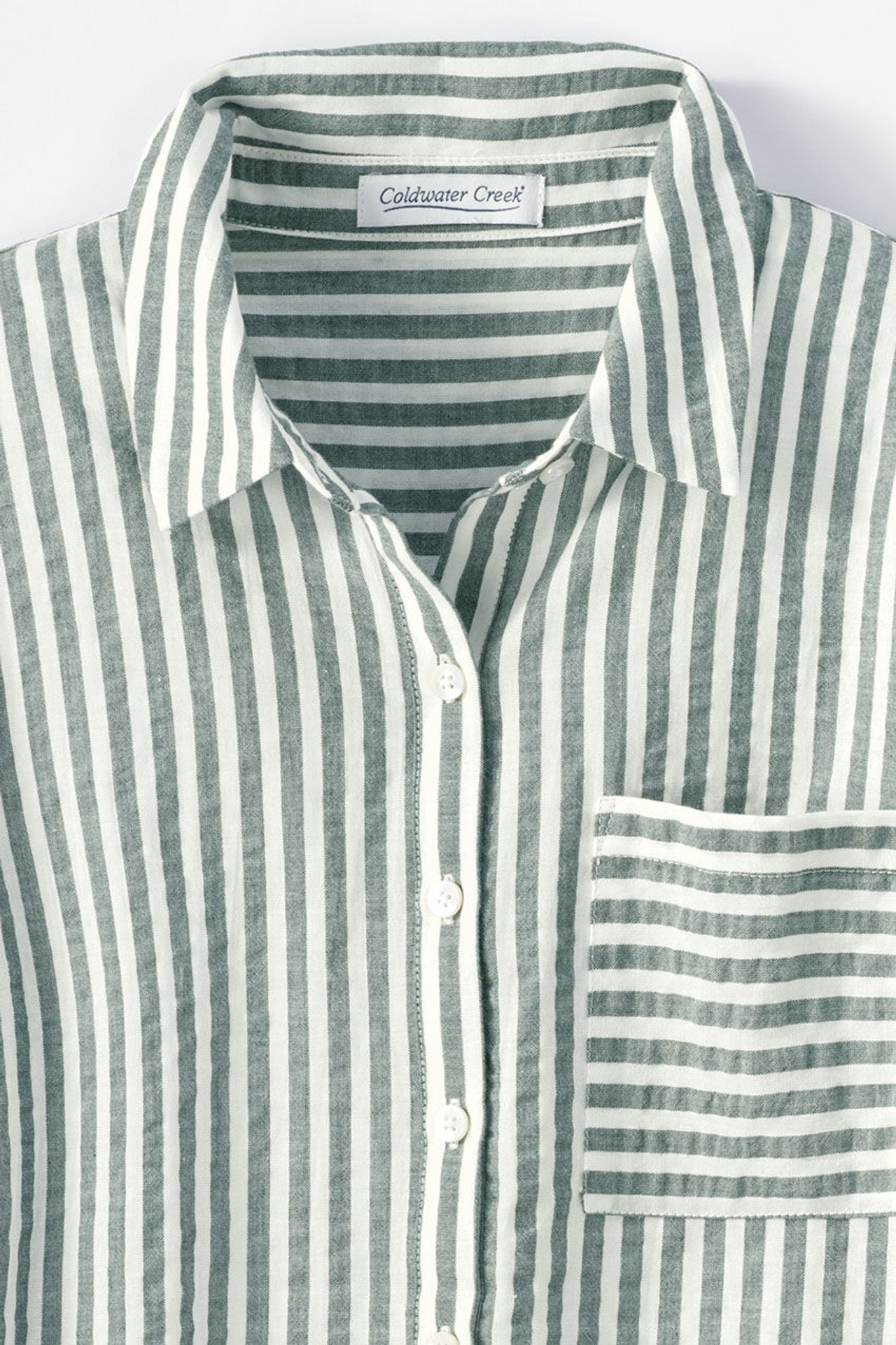 Crinkle Cotton Striped Long-Sleeve Shirt