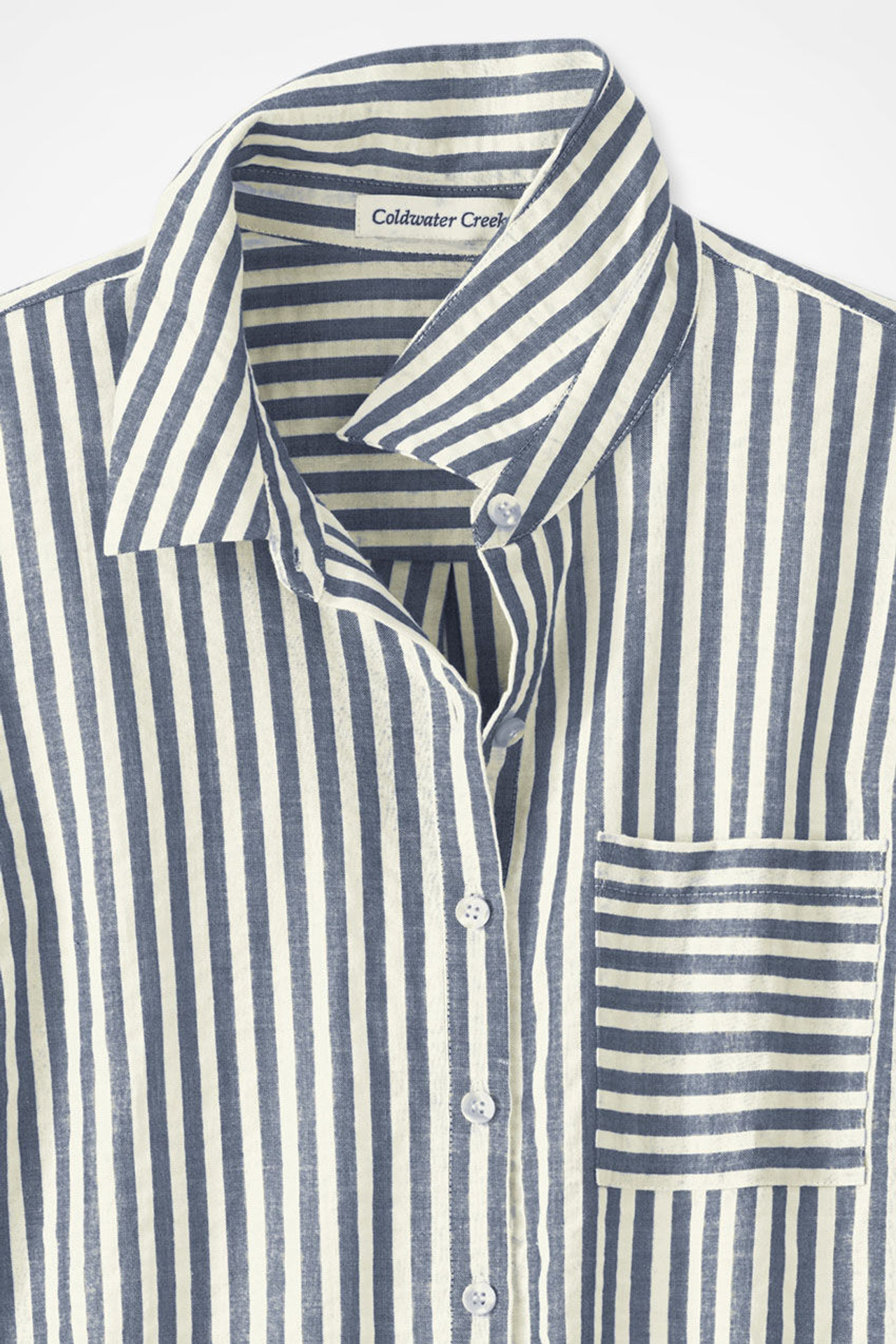 Crinkle Cotton Striped Long-Sleeve Shirt