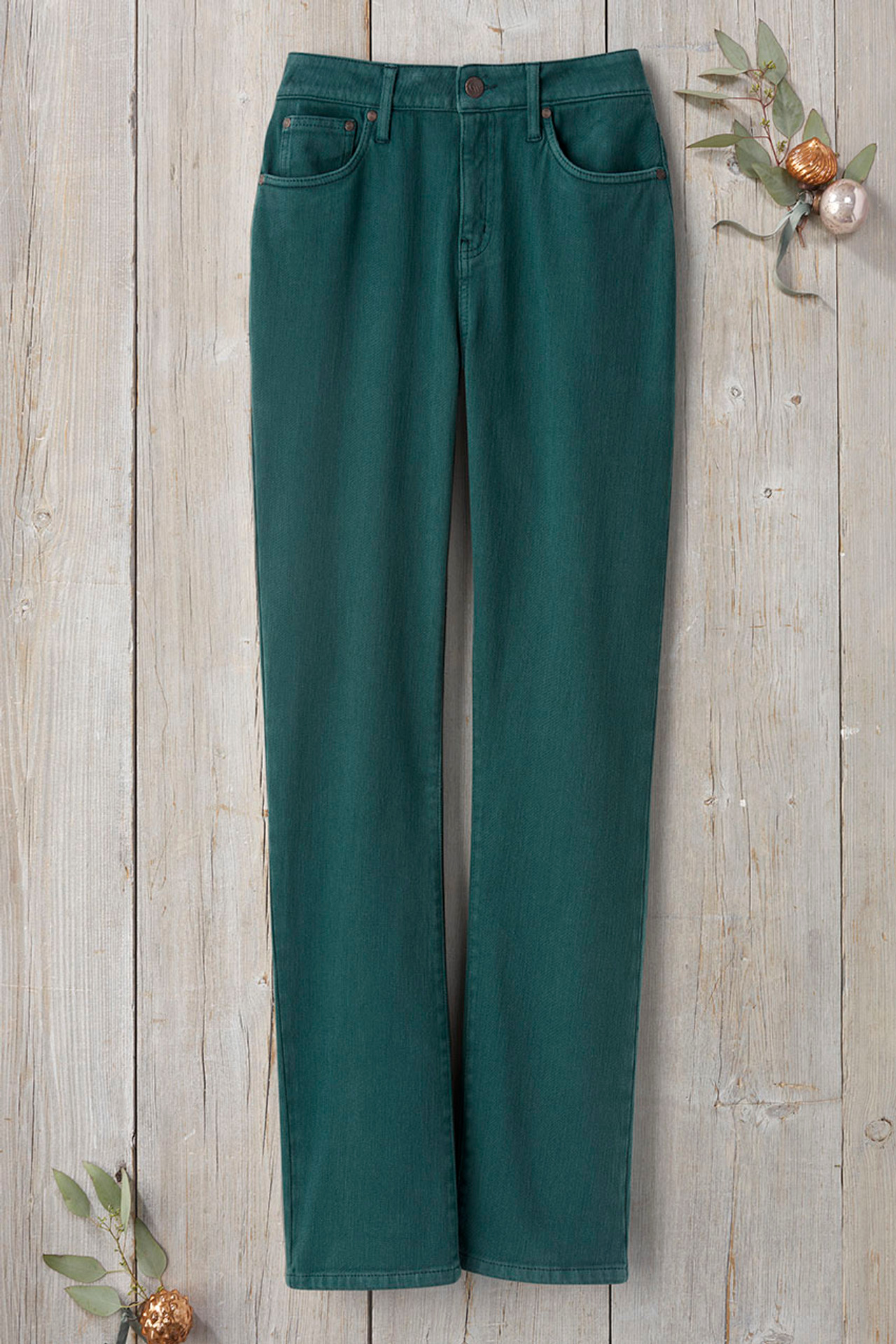 Knit High Rise Straight-Leg Jeans