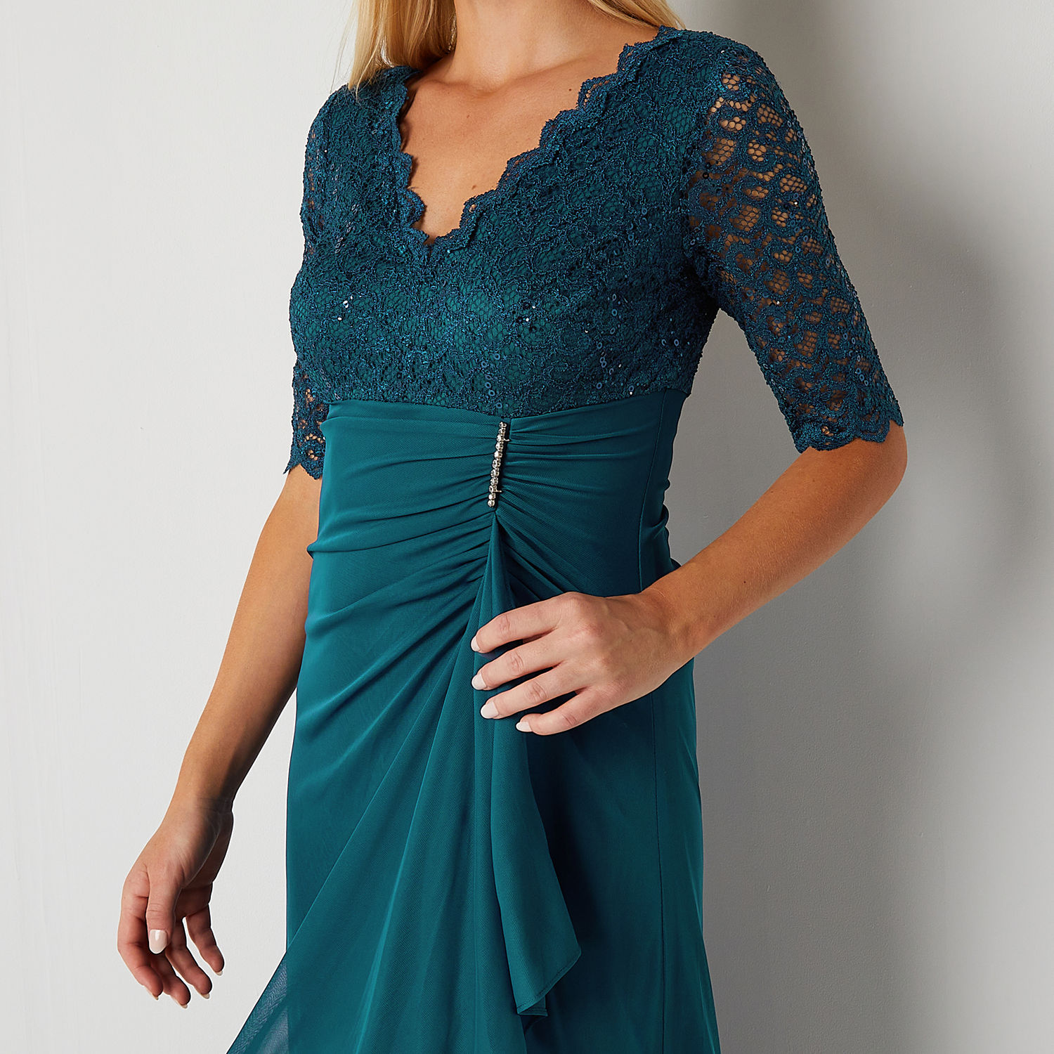 Jessica Howard 3/4 Sleeve Evening Gown