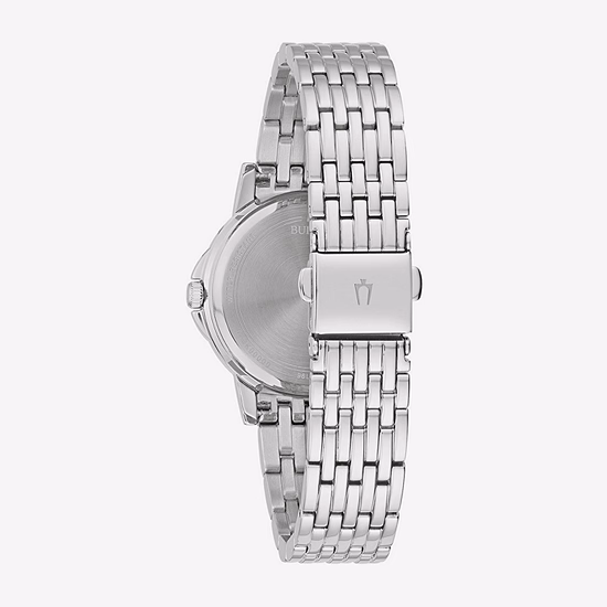 Bulova Womens Crystal Accent Silver Tone Stainless Steel Bracelet Watch 96l297
