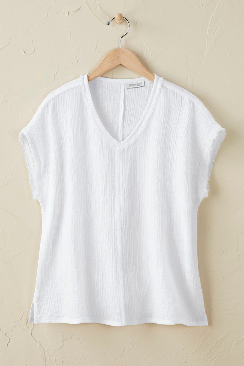 Sonoma Frayed Gauze Top