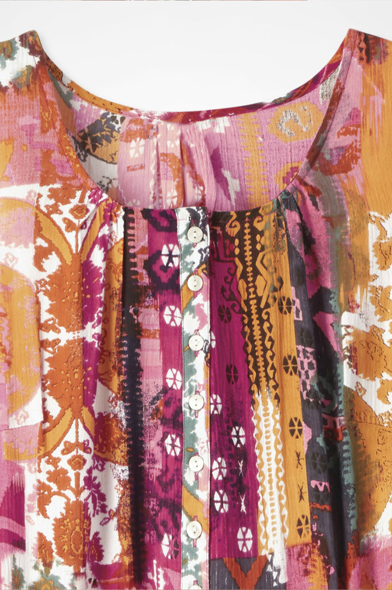 Button Front printed flounce hem dress