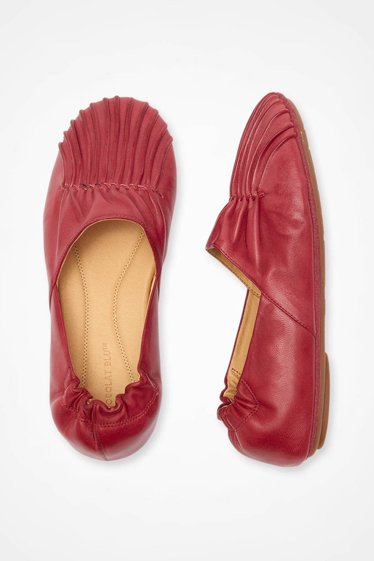 Pintuck Leather Flats