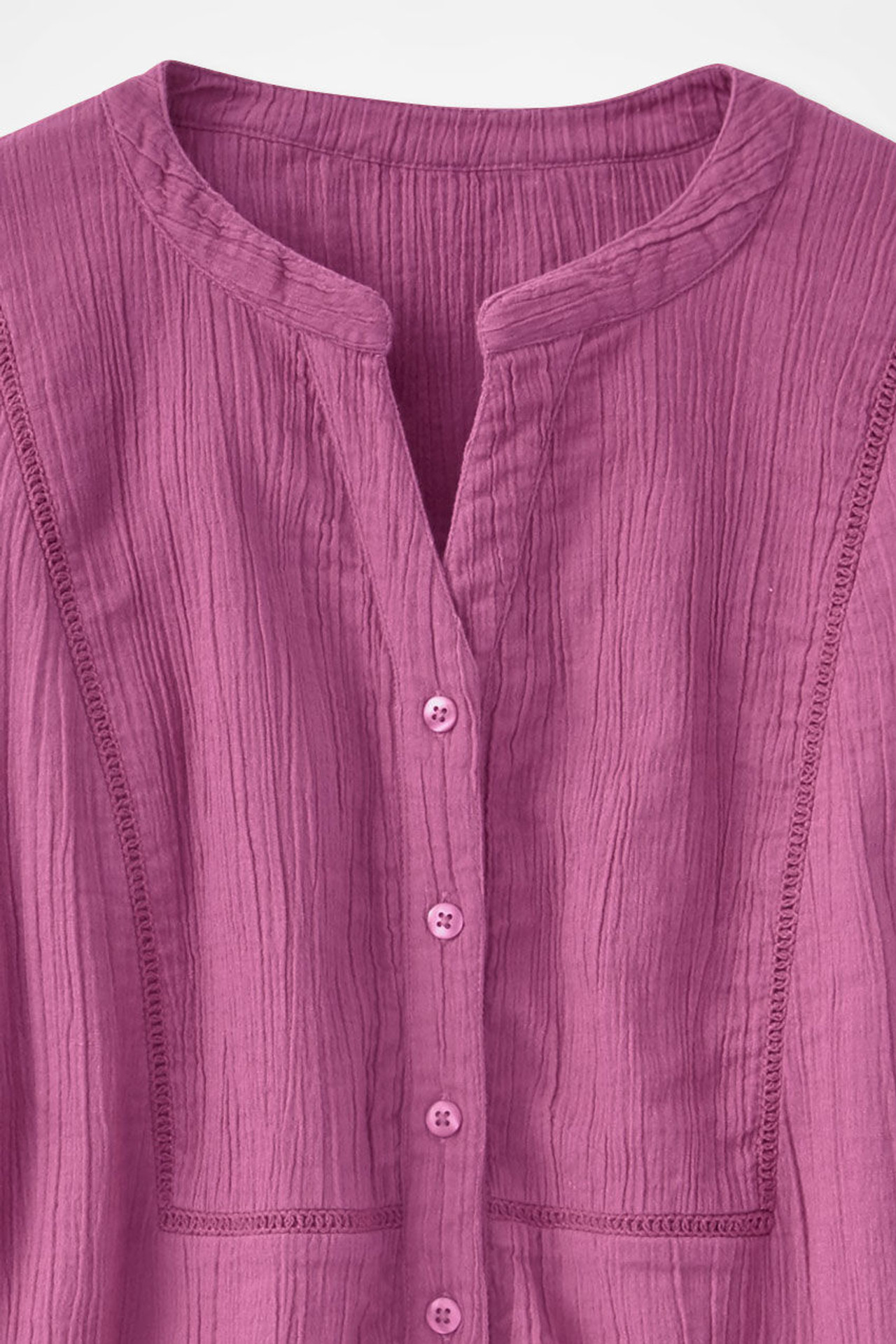 Crinkle Cotton Openwork Big Shirt