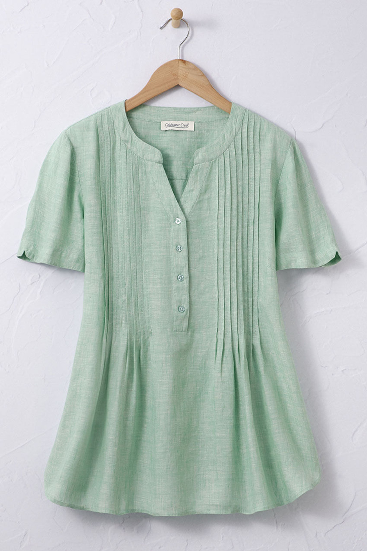 S/S Linen Tuck & Release Blouse