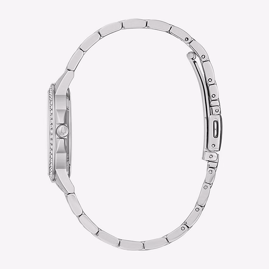 Bulova Womens Crystal Accent Silver Tone Stainless Steel Bracelet Watch 96l297