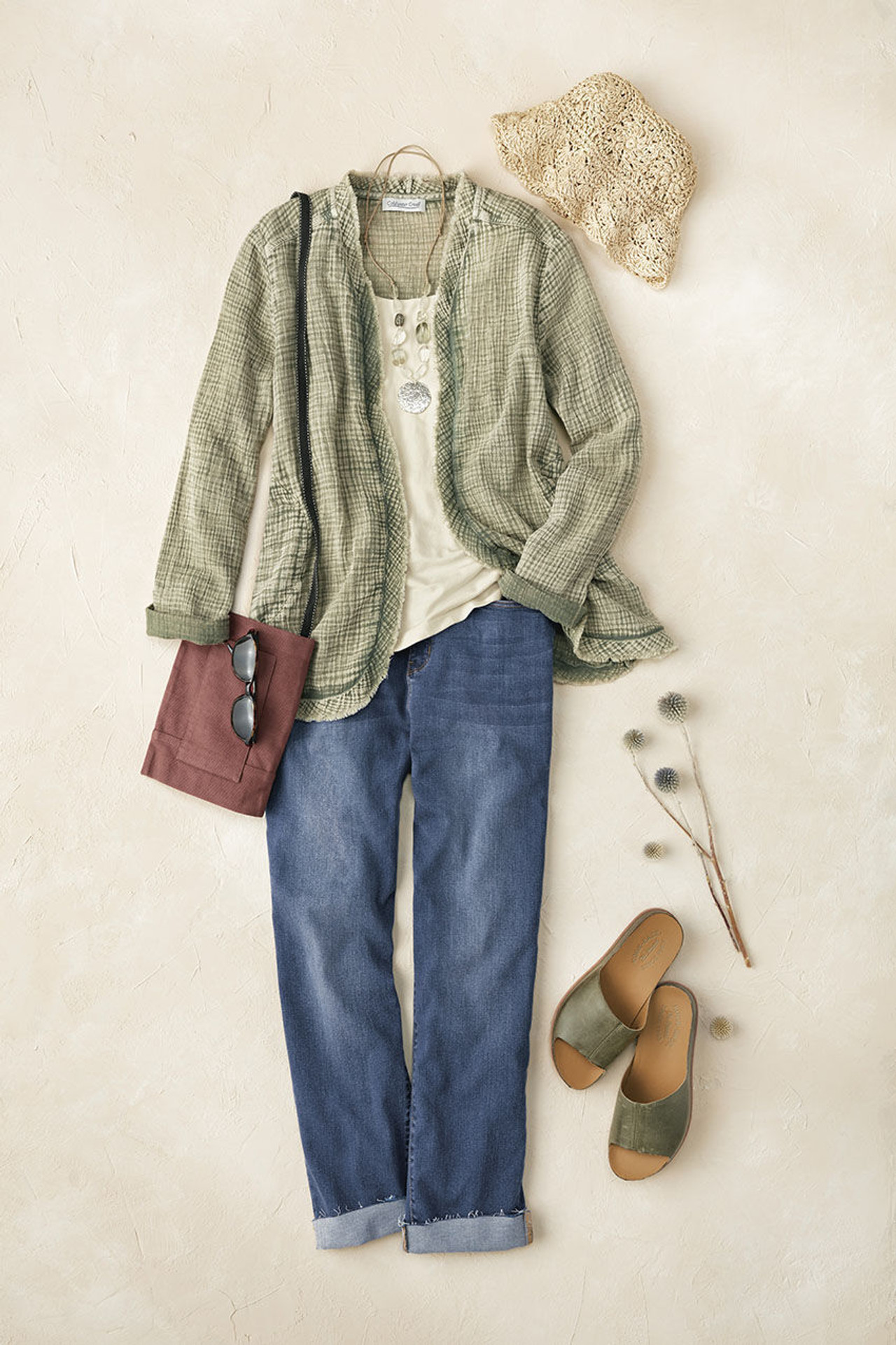 Vintage-Washed Gauze Topper