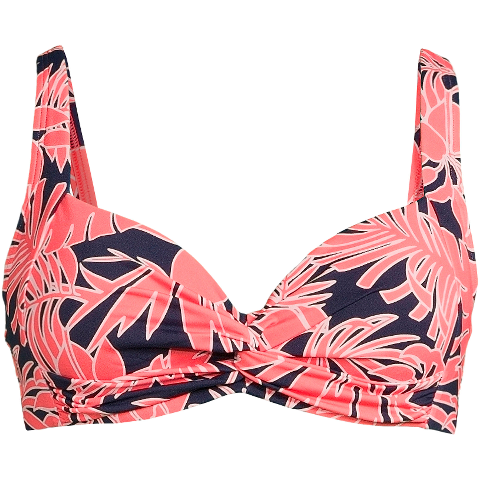 Women's Plus Size Chlorine Resistant Twist Front Underwire Bikini Swimsuit Top Adjustable Straps