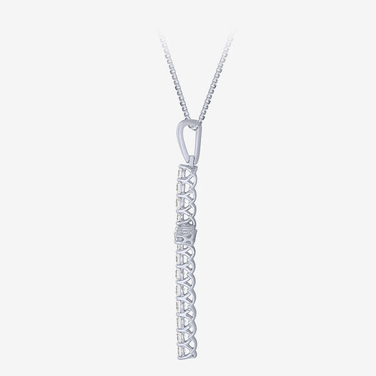 Certified (H-I / I1) Womens 1 CT. T.W. Lab Grown White Diamond 10K White Gold Cross Pendant Necklace
