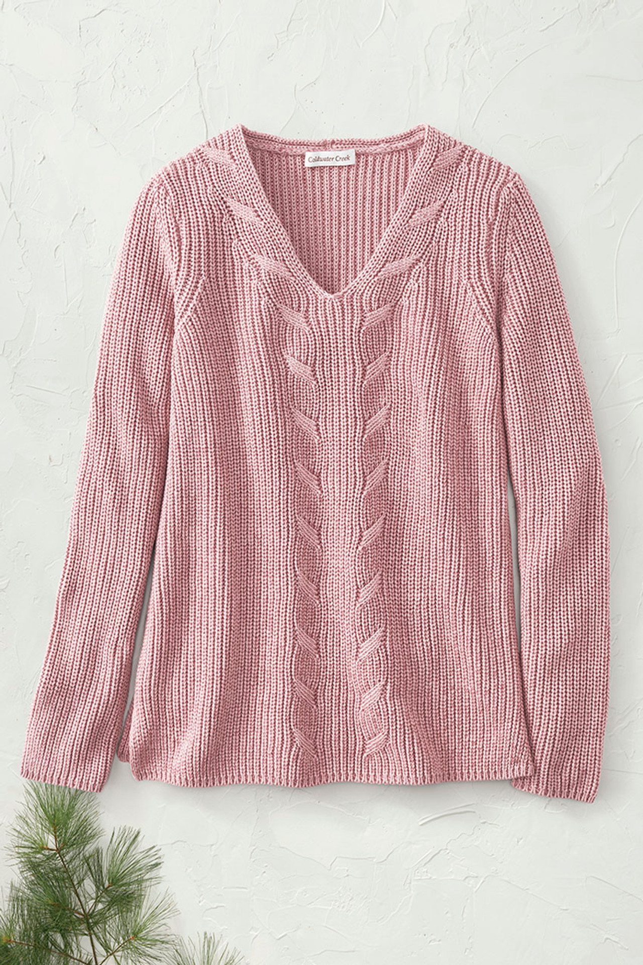 Cabled V-Neck Shaker Sweater