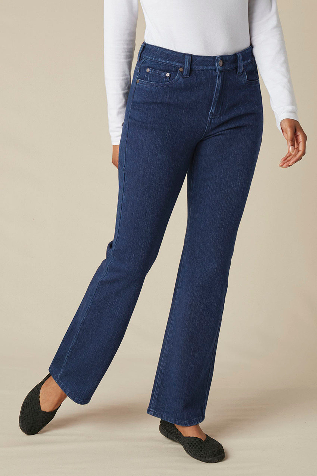 Knit Mid Rise Bootcut Jeans