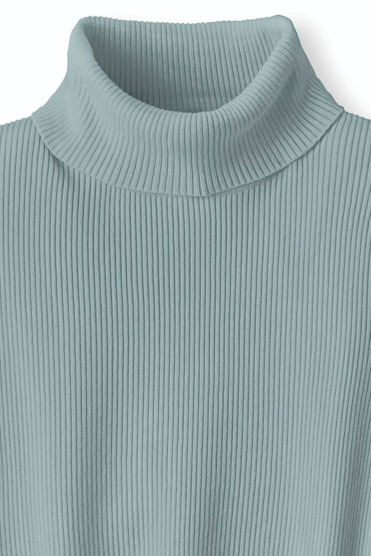 Elbow-Sleeve Ribbed Turtleneck