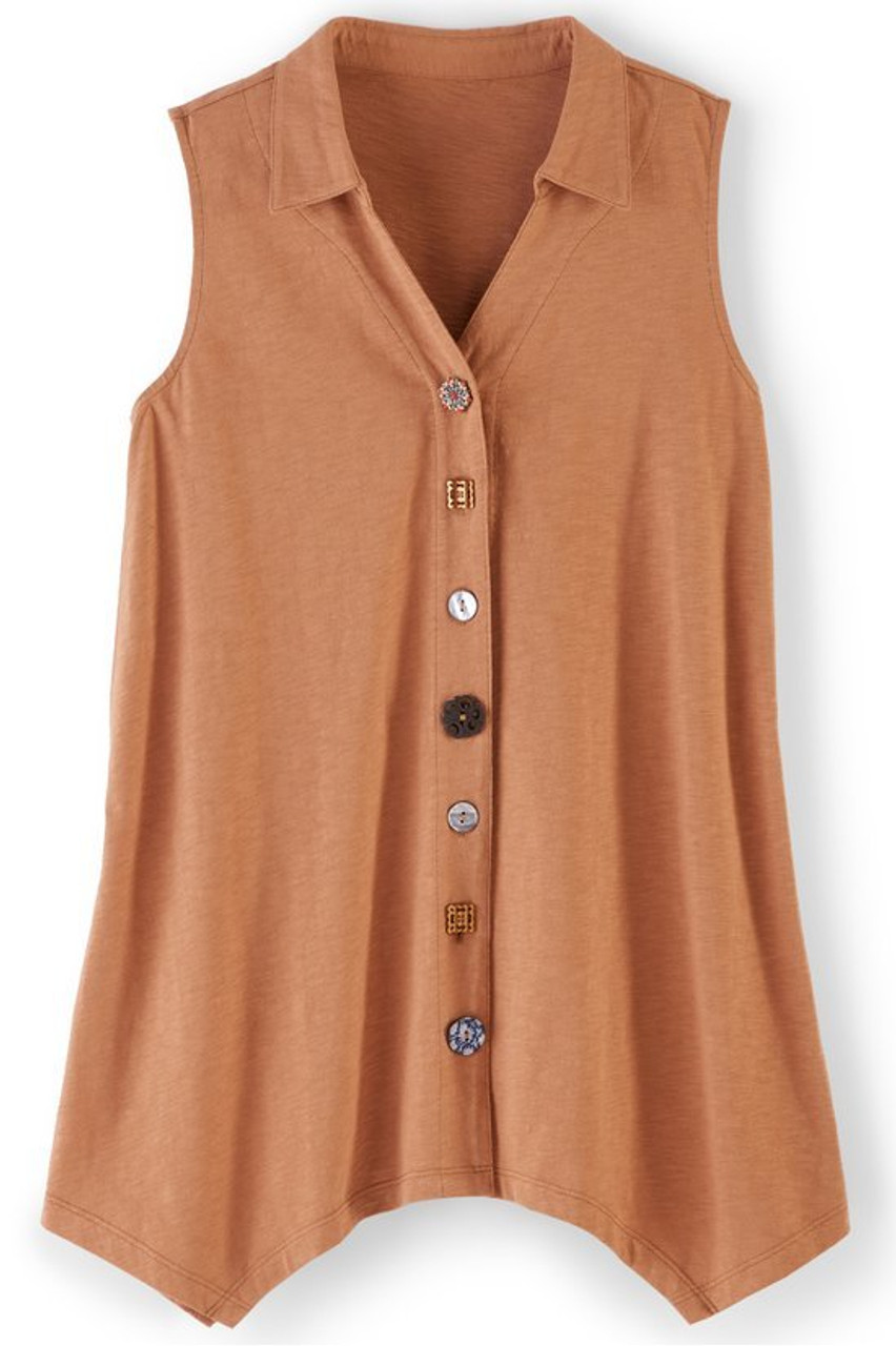 Danielle Button Sleeveless Tunic
