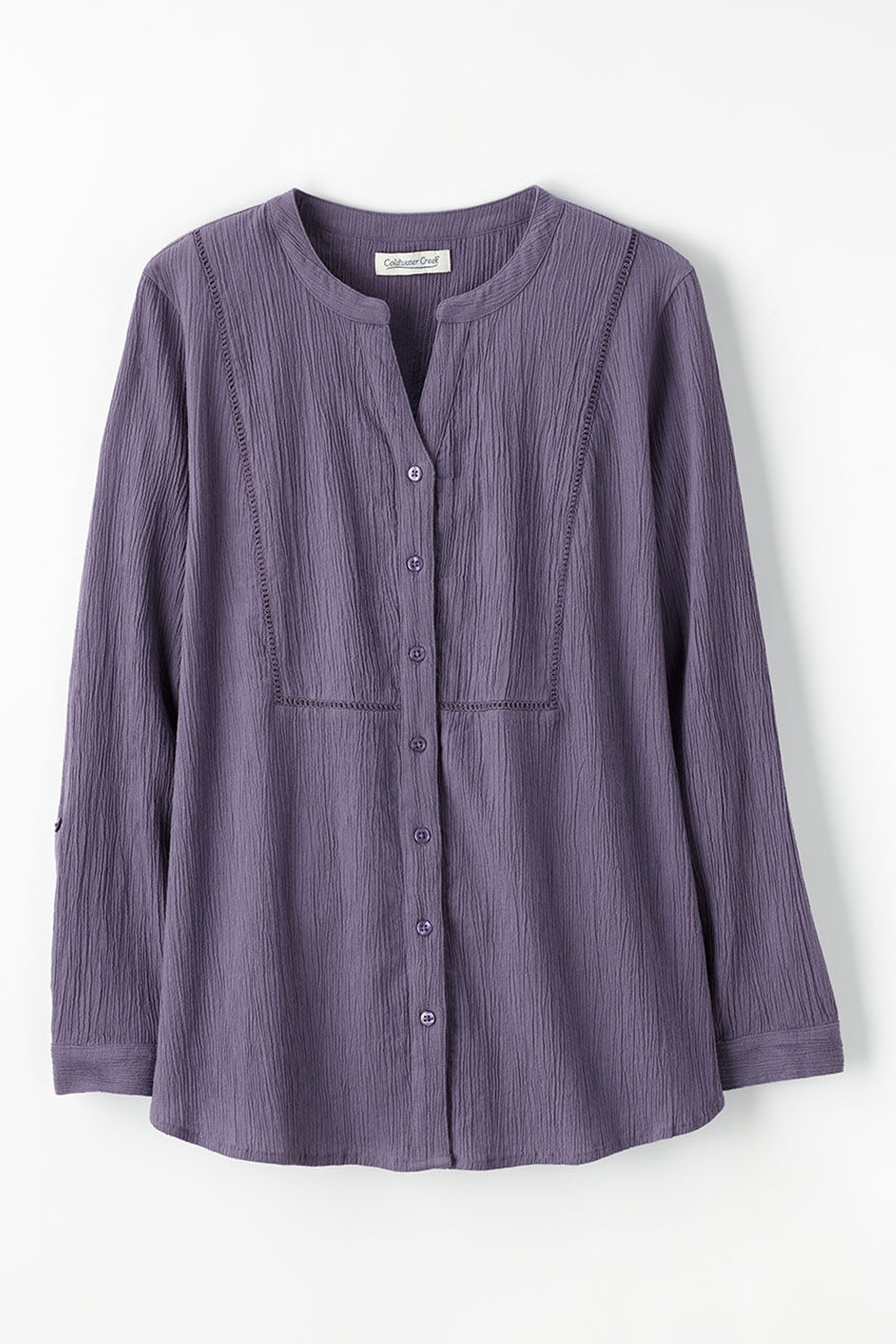 Crinkle Cotton Openwork Big Shirt