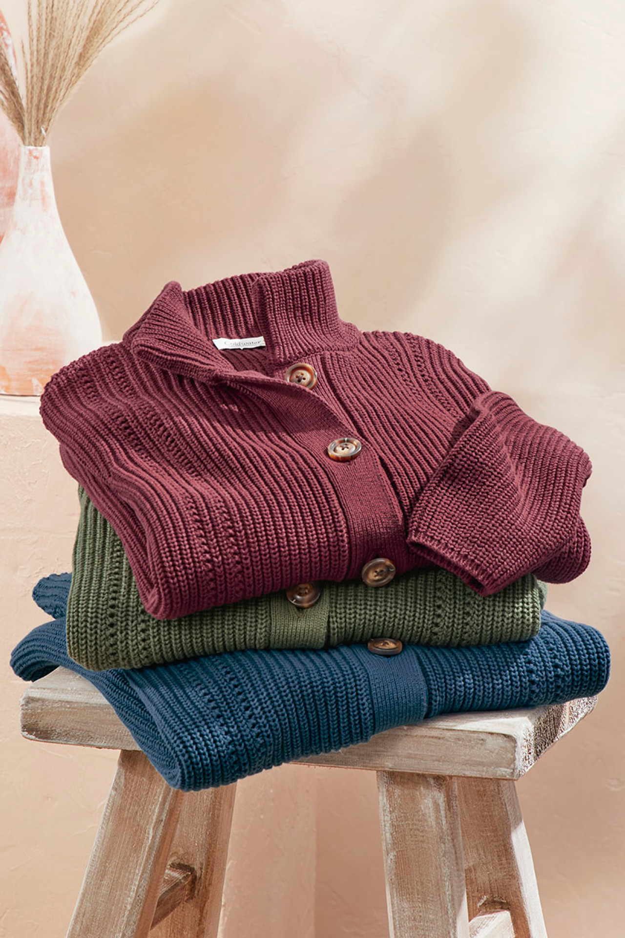 Shaker Detail Button Cardigan