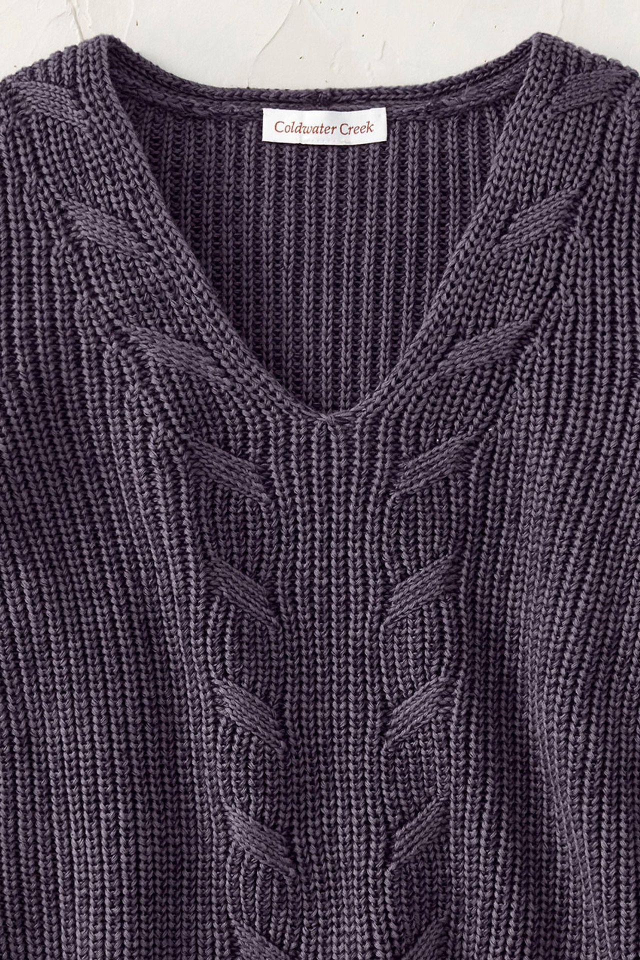 Cabled V-Neck Shaker Sweater
