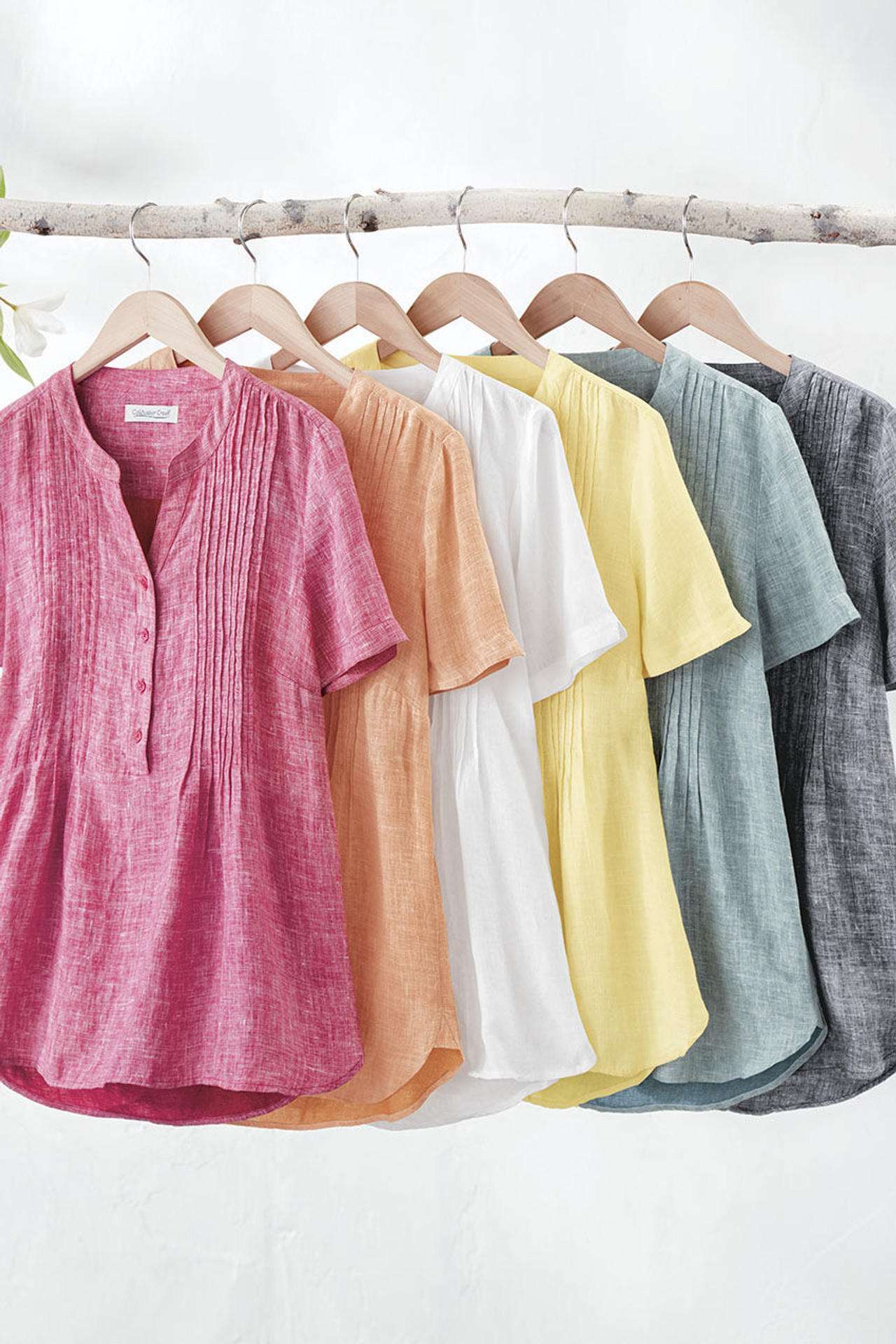 S/S Linen Tuck & Release Blouse