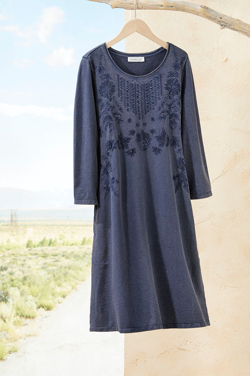 Embroidered French Terry Dress