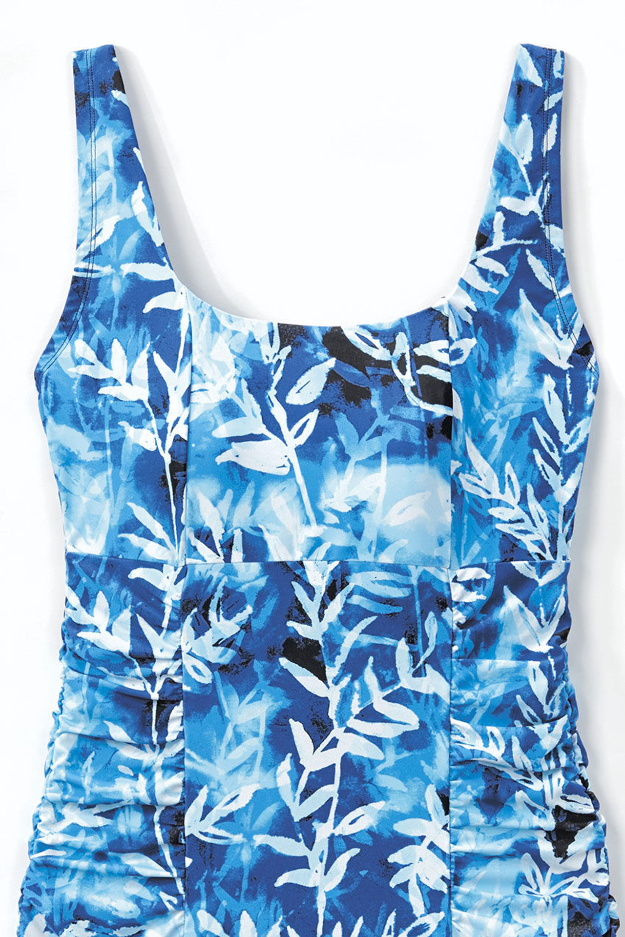 Floral Splash ShapeMe Side-Ruched Scoop Neck Bathing Suit