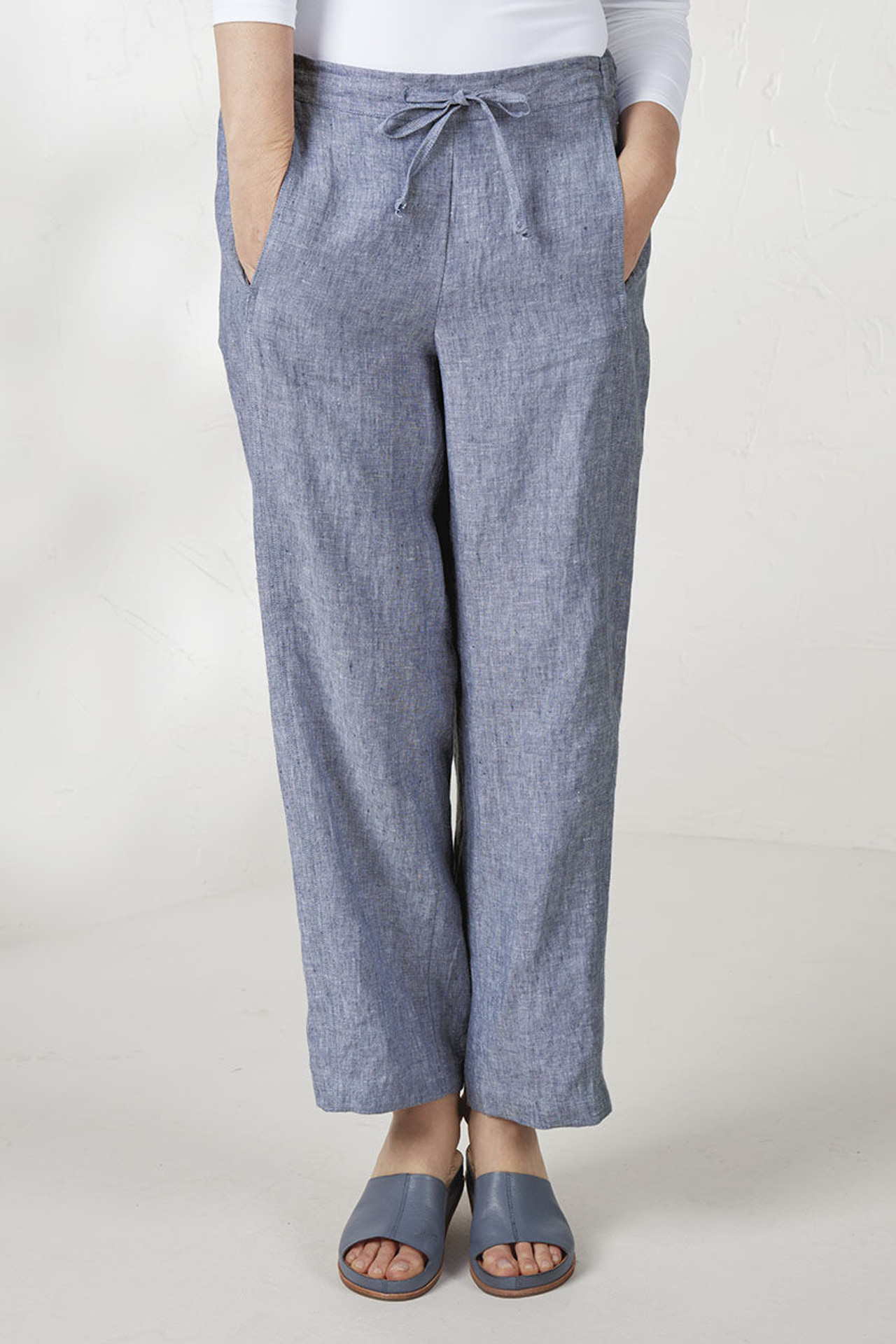 Cross Dye Linen Ankle Pants