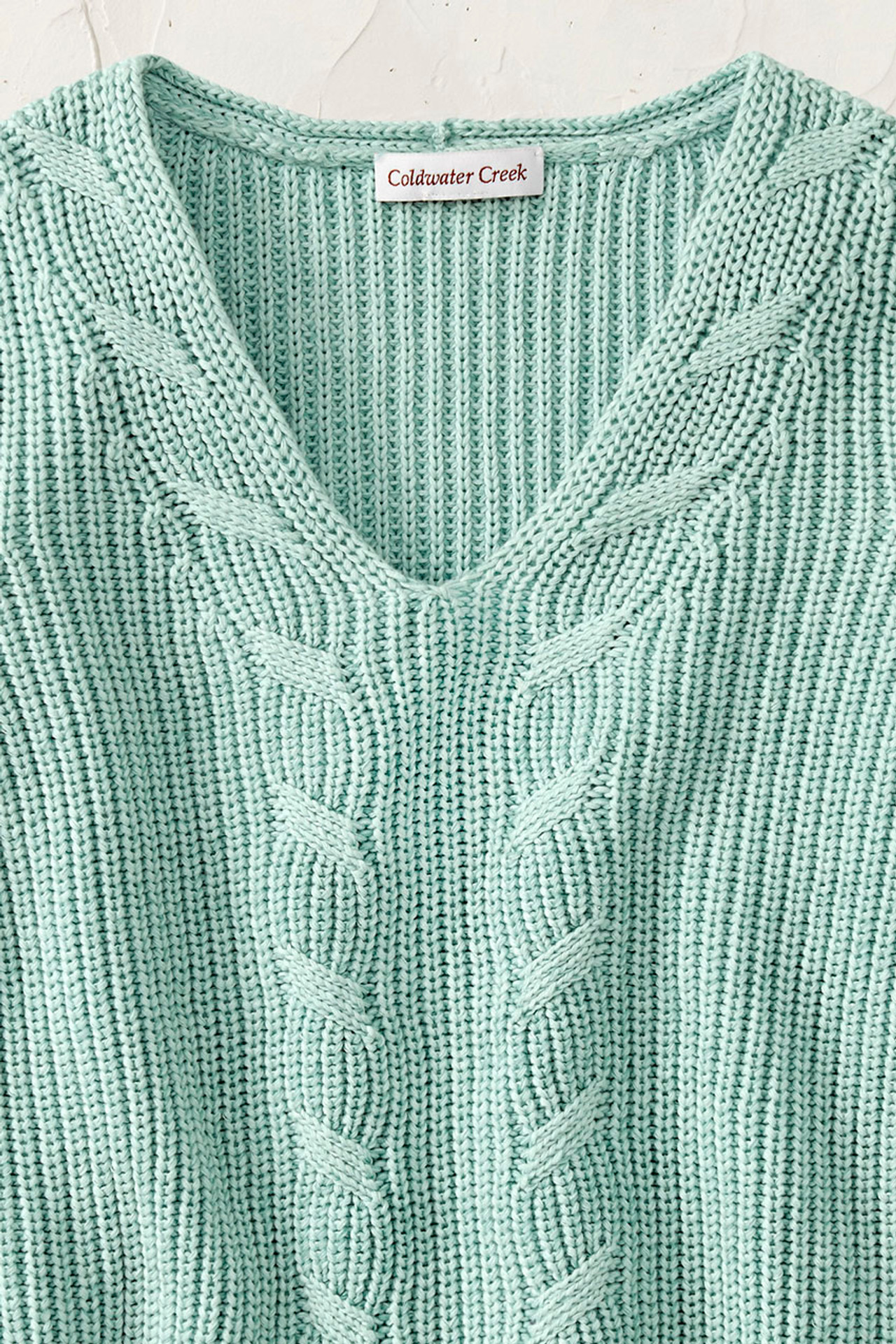 Cabled V-Neck Shaker Sweater