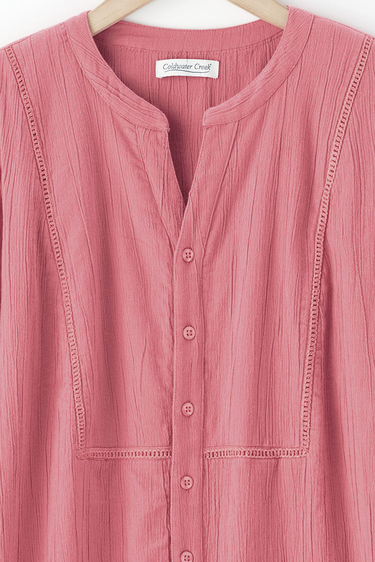 Crinkle Cotton Openwork Big Shirt