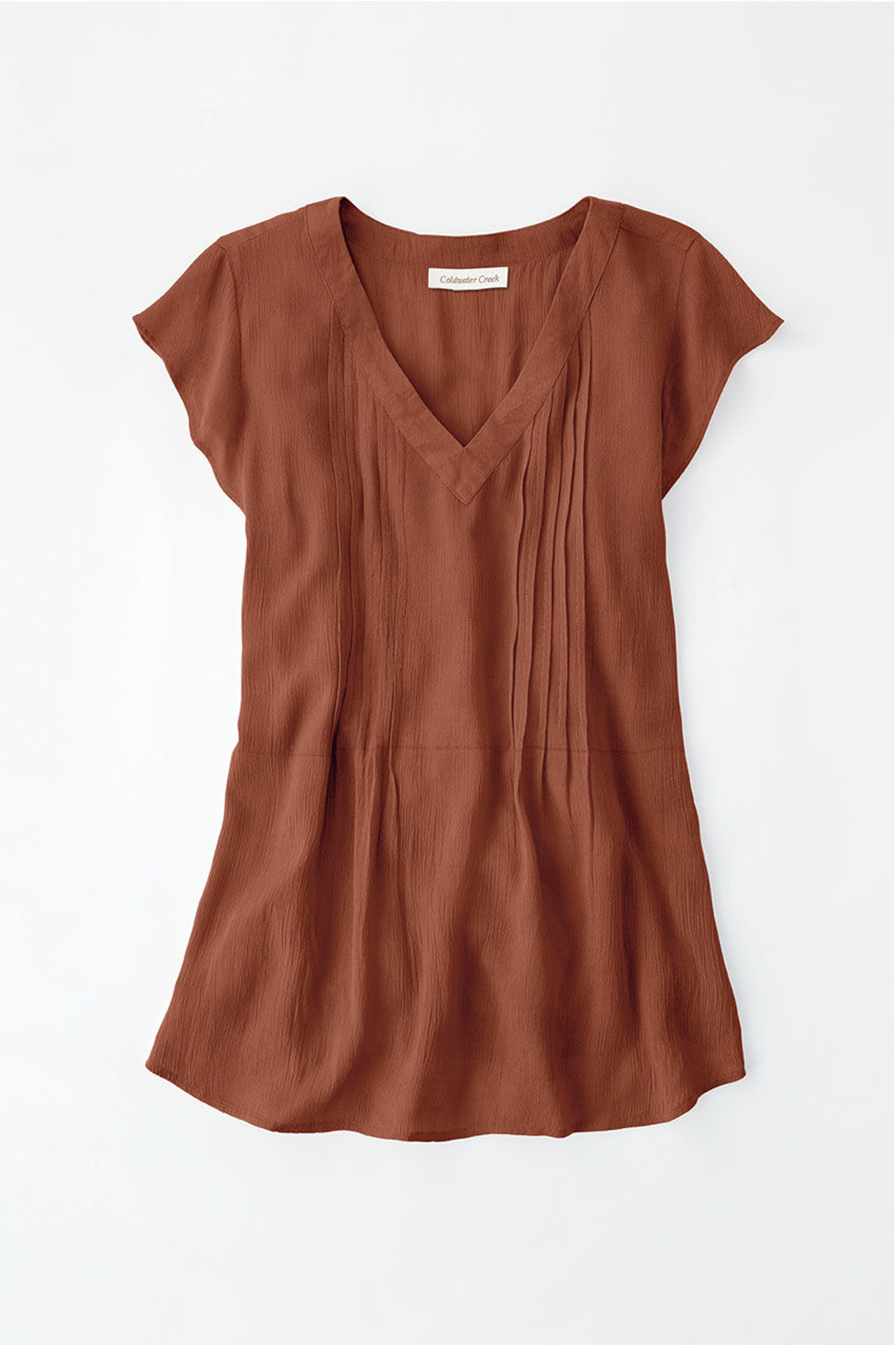 Solstice Tuck-and-Release Cap-Sleeve Blouse