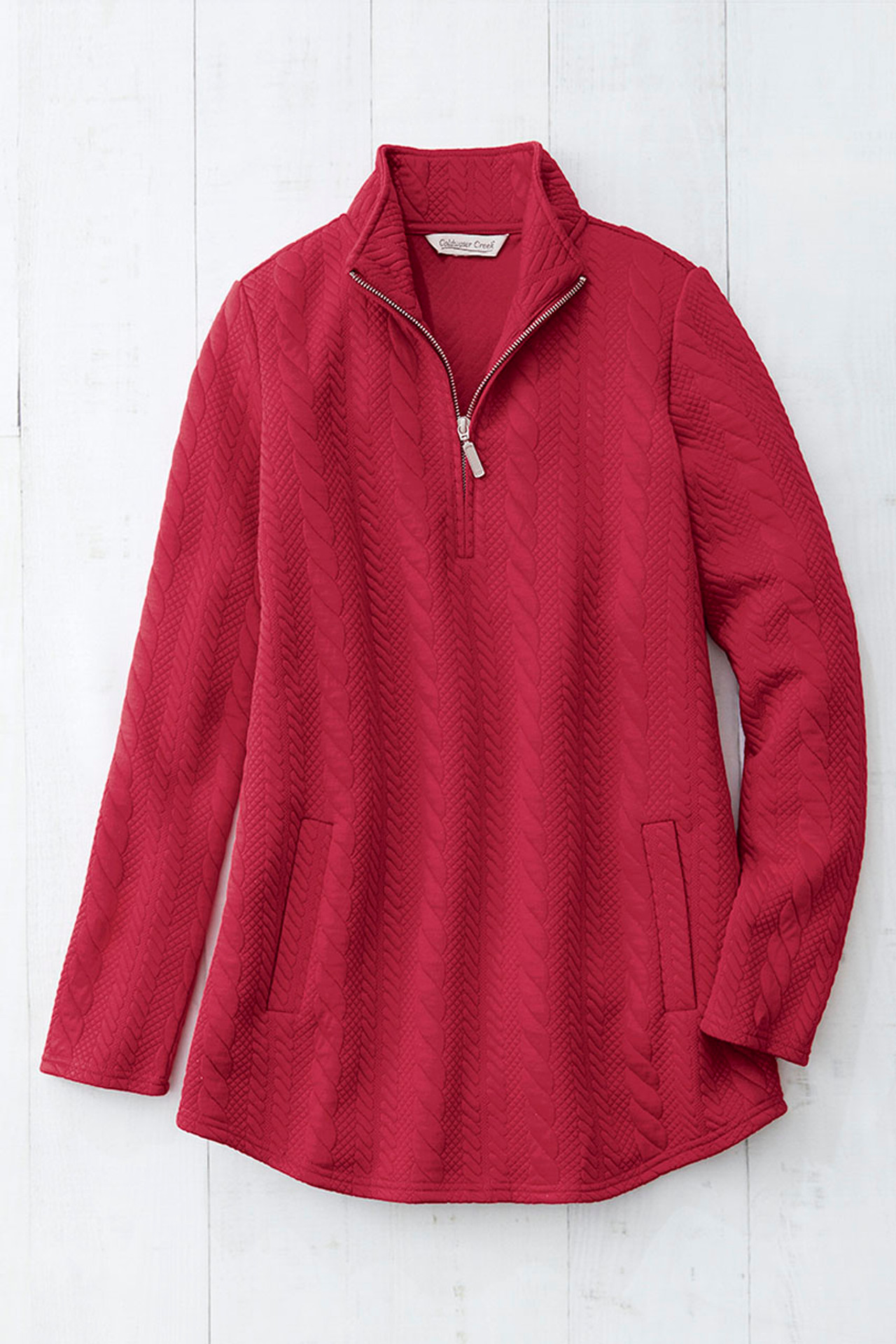 Cabled Quarter-Zip Tunic