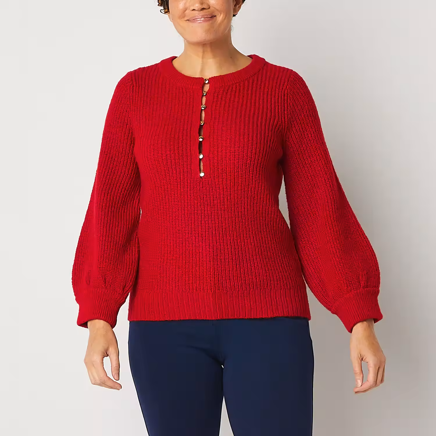 Liz Claiborne Womens Crew Neck Long Sleeve Pullover Sweater