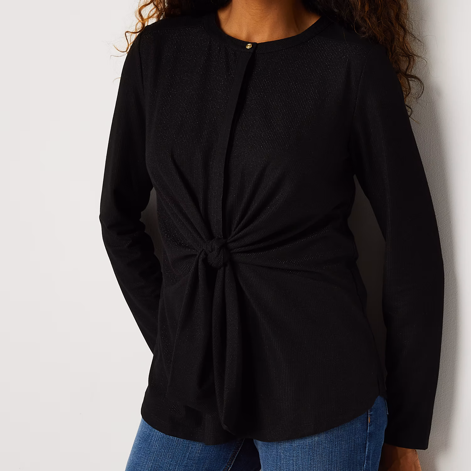 Liz Claiborne Womens Crew Neck Long Sleeve Blouse