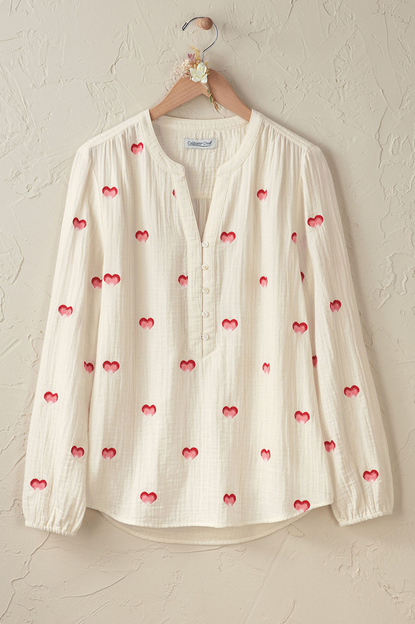 Blushing Hearts Gauze Blouse