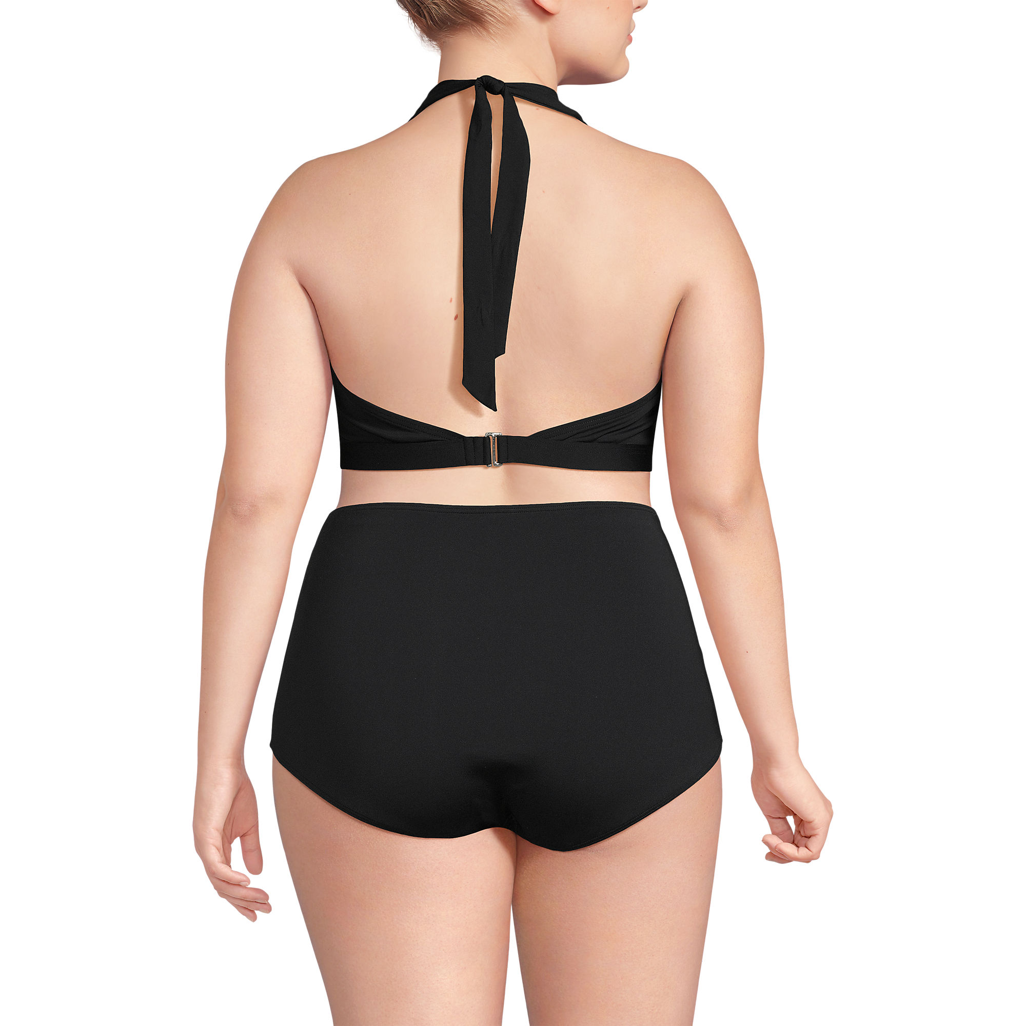 Women's Plus Size Chlorine Resistant Square Neck Halter Bikini Top