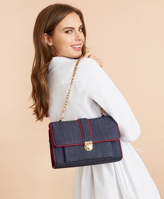 Denim Chain-Strap Shoulder Bag