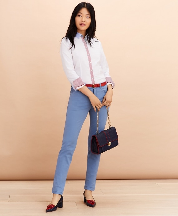 Stretch Cotton Sateen Five-Pocket Pants