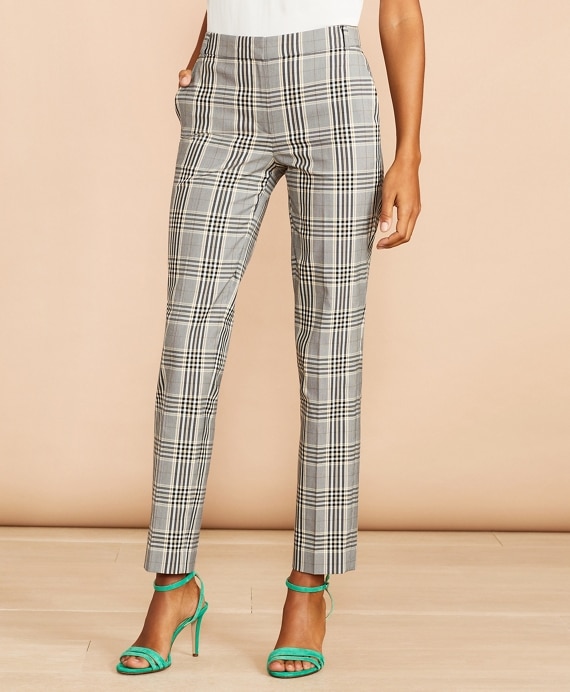 Tartan Stretch-Cotton-Blend Cropped Pants