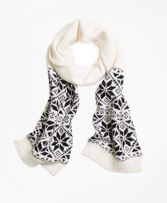 Girls Wool Blend Snowflake Fair Isle Scarf