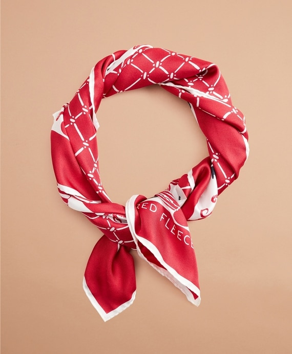 Nautical-Print Silk Square Scarf