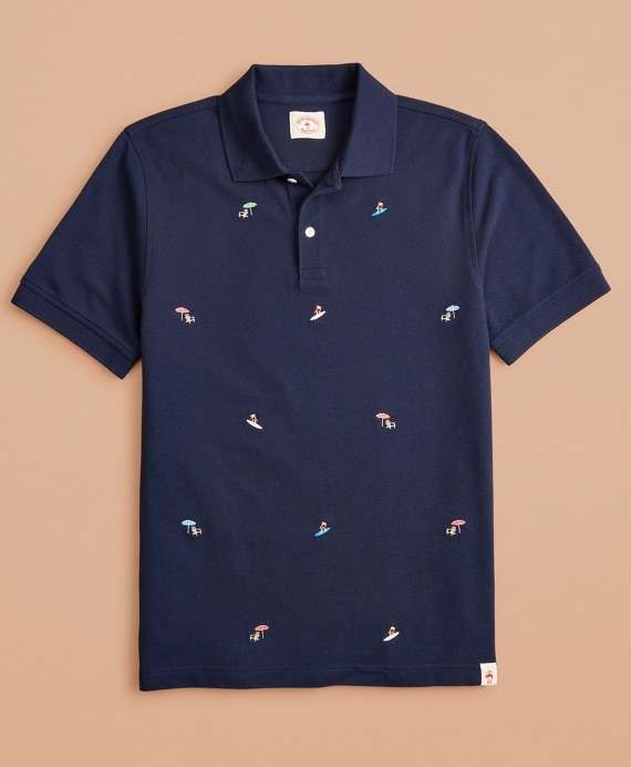 Embroidered Surfer Pique Polo