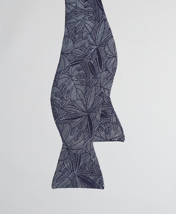 Indigo Palm Print Bow Tie