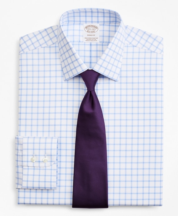 Stretch Soho Extra-Slim-Fit Dress Shirt, Non-Iron Twill Ainsley Collar Grid Check