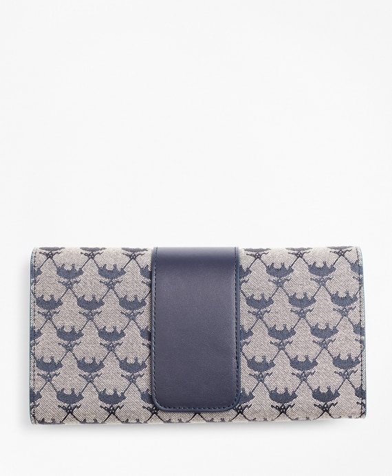 Leather-Trimmed Logo Jacquard Envelope-Flap Wallet