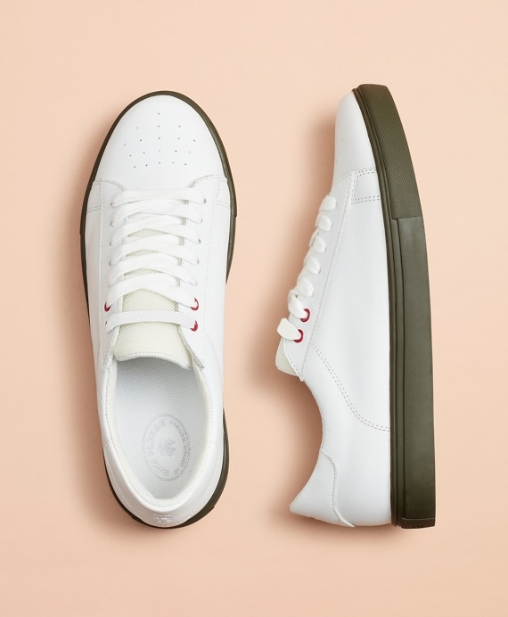 Color-Contrast Leather Sneakers