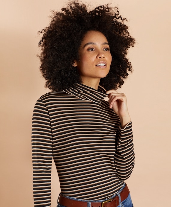Striped Long-Sleeve Turtleneck