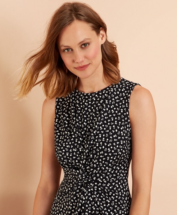 Floral-Print Ruched Knot Jersey Sheath Dress