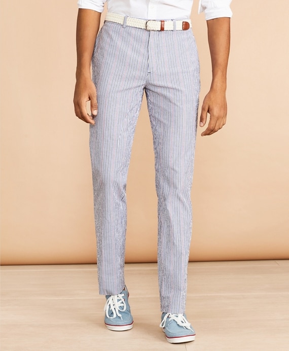 Multi-Color Striped Seersucker Trousers