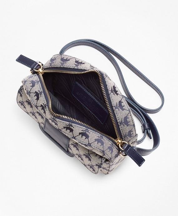 Leather-Trimmed Logo Jacquard Crossbody Bag