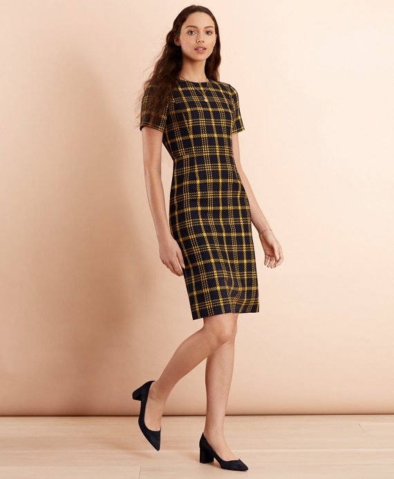 Plaid Wool-Blend Sheath Dress