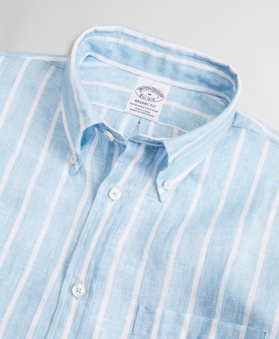 Regent Fitted Sport Shirt, Irish Linen Large Stripe